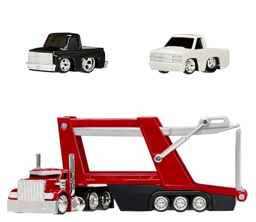 CarTuned Rig$ Car Carrier with 2 GM Cars, 87 Chevy C10 & 90 Chevy 454 SS