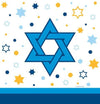 Star of David Blue, White, & Yellow Hannukah Plastic Table Cover - 54" x 108"