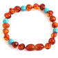 Baltic Amber Bracelet (Unisex) - Genuine Baltic Amber Beads (5.5 in.) (Turquoise)