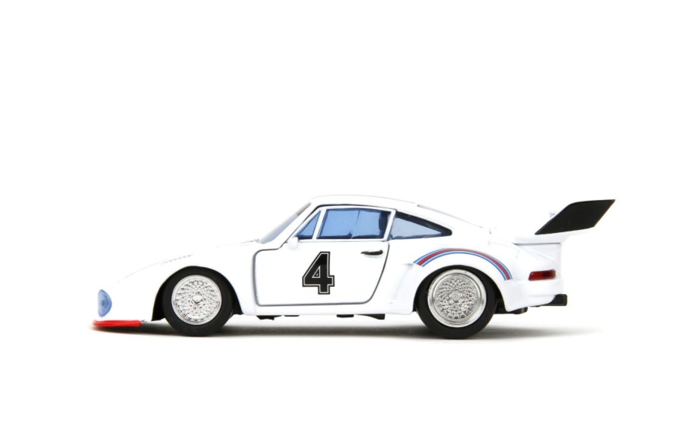 Jada 34793 Porsche 935 Turbo No.4 Jazz White with Blue & Red Stripes Transformers Hollywood Rides Series 1 by 32 Diecast Model Car
