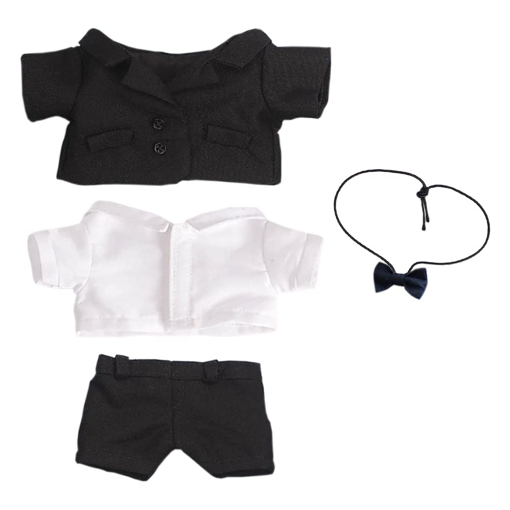 niannyyhouse Black Suit Coat Bow Tie White Shirt Pants 7.8in?20cm? Plush Humanoid Stuffed Doll Clothes