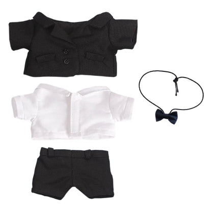niannyyhouse Black Suit Coat Bow Tie White Shirt Pants 7.8in?20cm? Plush Humanoid Stuffed Doll Clothes