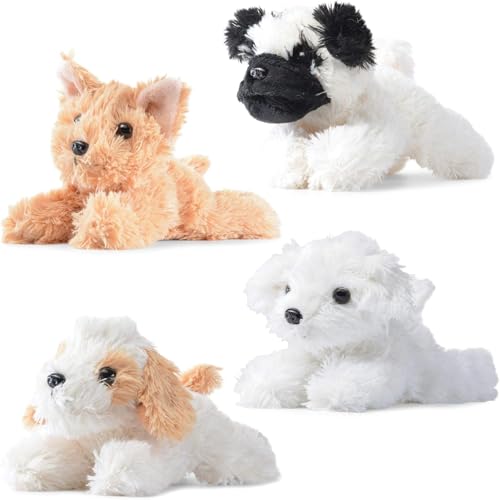 PREXTEX Stuffed Puppies - Set of 4 Cute Dog Toy Stuffed Animals for Girls and Boys - 6 Inch Small Plushies - Plush Dogs Stuff Animals for Puppy Party