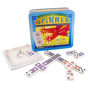 University Games, Spinner Game of Wild Dominoes in On-the-go Travel Tin , for 2 to 8 Players Ages 6 and Up