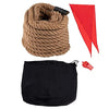 BLUE PANDA Field Day Tug of War Rope - 50 ft Brown Jute - Team Building Activity & Summer Camp Outdoor Rope with Flag & Whistle for Relay Race, Sack