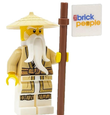 LEGO Ninjago: Sensei Wu Minifigure with Tan Robes Battle Staff and Braided Ponytail