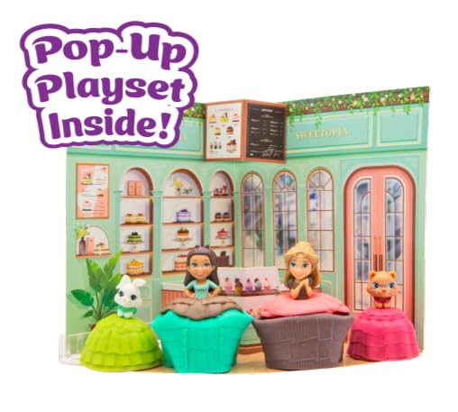 Sweetopia Dolls Patisserie Playset - Collectible Transforming Dolls with Special Backdrop, Includes 4 Miniature Pastries that Turn Into Princesses