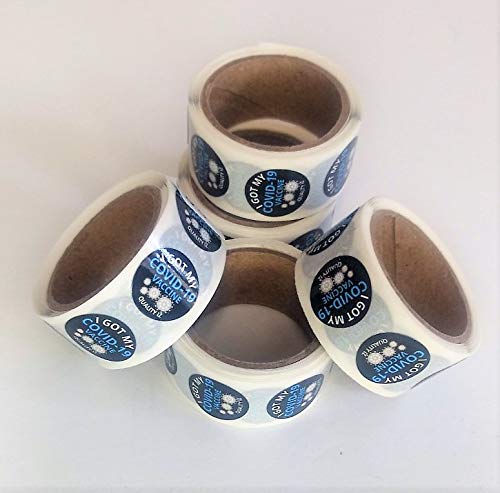 0.5" I Got My COVID-19 Vaccine, Stickers (1" Core, Black, 100 Per Roll)