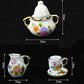 EatingBiting Collection Level 1:12 Elegant Flora Miniature Dollhouse Porcelain Tea Dish, Teapot, Cup, Plate Craft Set, DIY Scene Doll Home Furniture