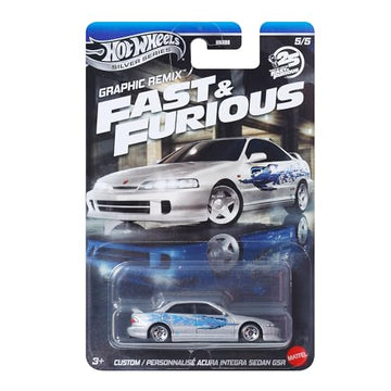 Hot Wheels Fast and FURIOUS Graphic Remix Auto ACURA INTEGRA SEDAN GSR - Die Cast Model 1:64 Scale - Length 7 cm - JBY45