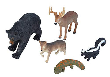Wild Republic Skunk, Black Bear, Deer, Coyote, Salamander, Kids Gifts, Educational Toys, Wilderness Polybag, 5-Pieces , Wilderness Series 1