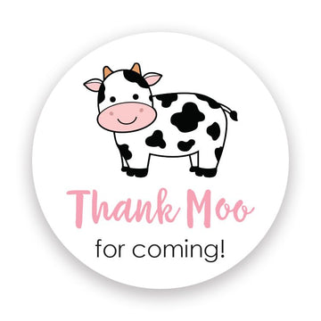Cow Thank You Favor Stickers - 2"" Round - Set of 40