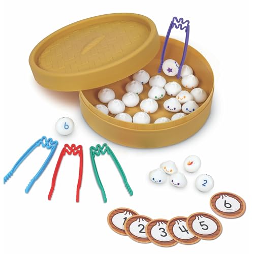 Learning Resources Dumpling Dash Fine Motor Math Game - Squishy Dumpling Toy, Montessori Counting Toys, Kids Board Game, Play Food, Homeschool Toddler