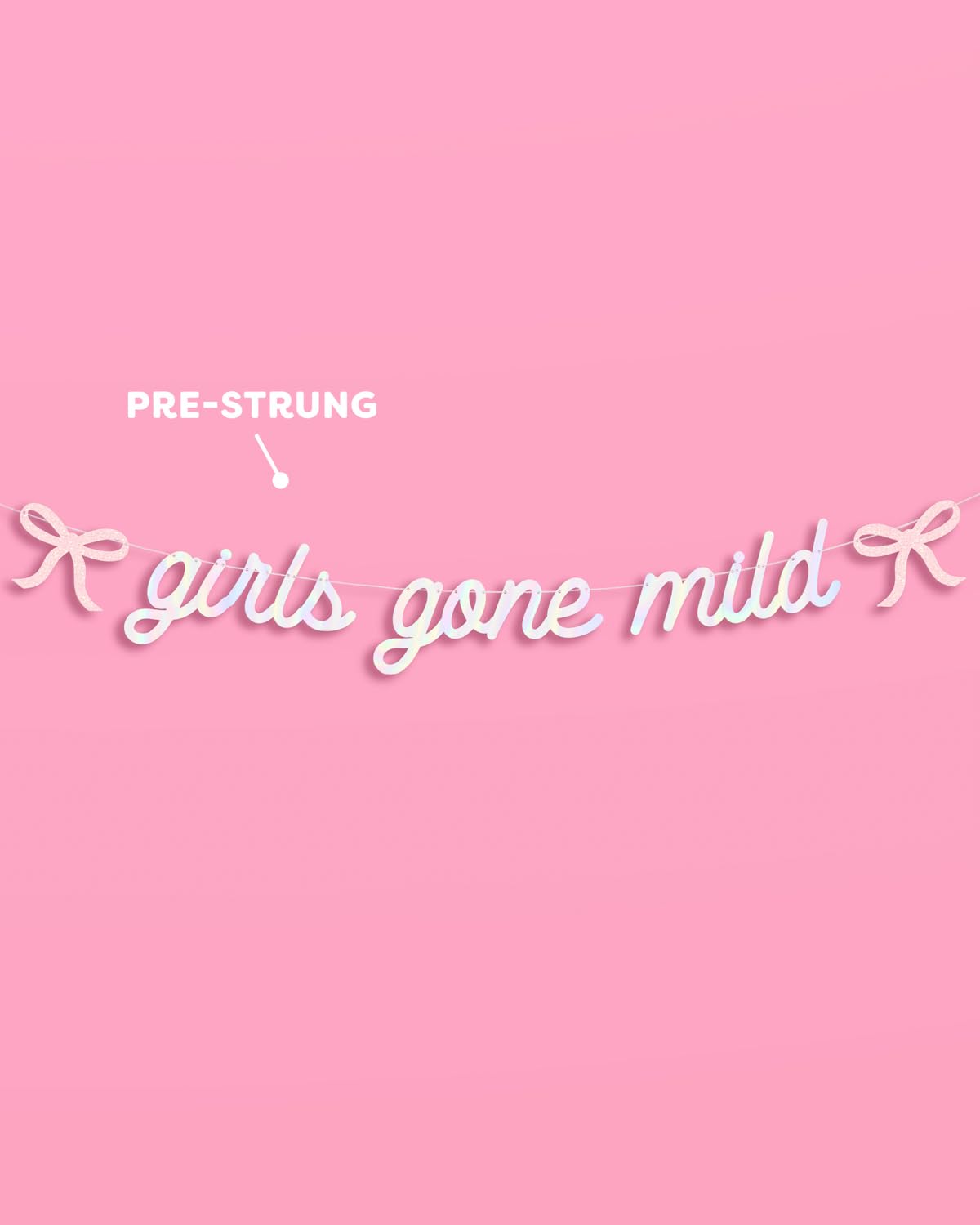 xo, Fetti Girls Gone Mild Banner - Iridescent Foil | 6 Ft. | Bow Bachelorette Decorations, Birthday Party Sign, Coquette Graduation Background, Bach