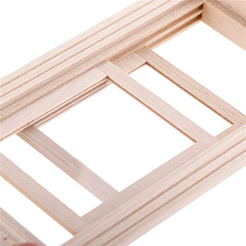 EatingBiting 1:12 Scale mini House Miniature Furniture Unpainted Wooden 2-Pane Sash Window Frames Frame Unpainted DIY Pretend Play Accessories