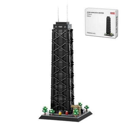 CSNRHG John Hancock Center Chicago Architecture Model Building Blocks Sets The Office Landmarks Skyline Set Toys Collection for Kids Adults 1284Pcs