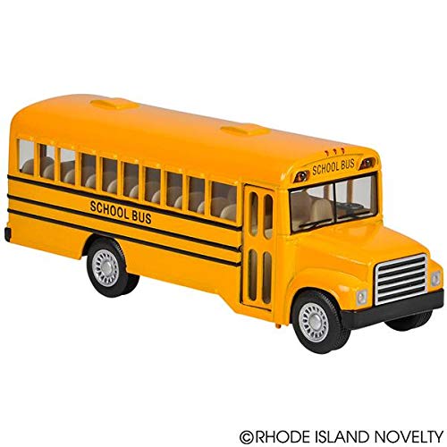 Rhode Island Novelty 5 Inch Die Cast School Bus with Pull-Back Action, 2 Per Order
