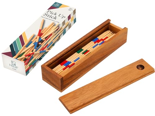 BSIRI Mikado Wooden Pick Up Sticks Game Original Classic Old Fashion Chinese Board Games for Adults and Seniors Toys in Family Brain Teasers