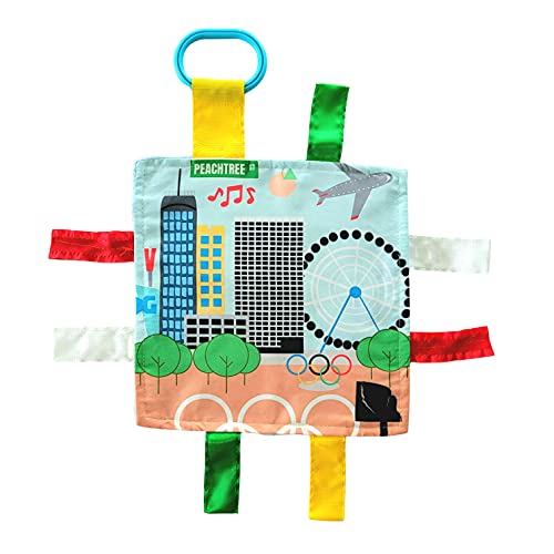 Baby Jack & Co 8x8” Learning Lovey Atlanta Georgia Tag Toys for Babies - Baby Crinkle Toys - Soft & Safe - Learn USA Cities and Shapes - Ideal Baby
