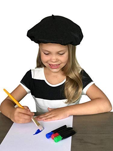 Picki Nicki Beret Hats for Women and Kids Perfect for Paris/Art Party (Set of 10, Black)