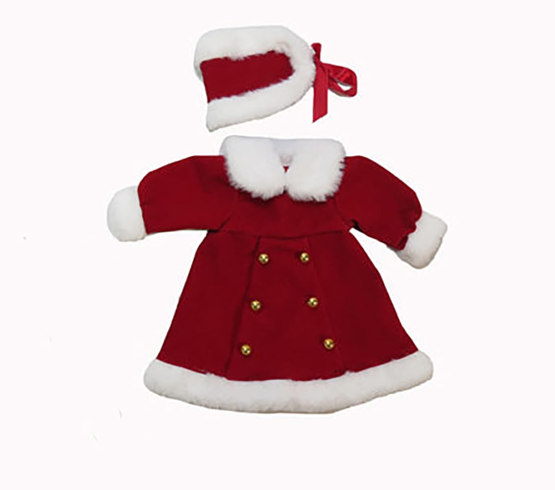 American Fashion World Red Coat with White Fur Trim & Matching Headpiece for 18 Inch Dolls - Winter Christmas Outfit with White Leggings