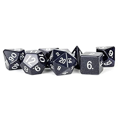 Metallic Dice Games LIC103 Sandstone Dice Game Blue - Set of 7