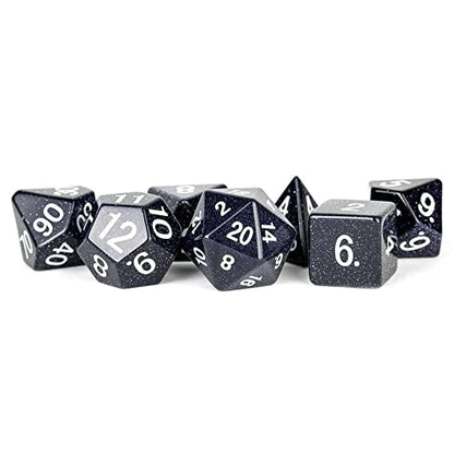 Metallic Dice Games LIC103 Sandstone Dice Game Blue - Set of 7