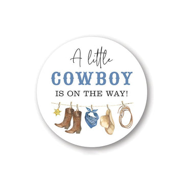 A Little Cowboy is On The Way Baby Shower Favor Stickers - 60 Labels