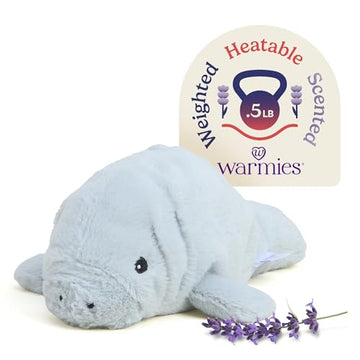 warmies Junior Microwavable & Weighted Stuffed Animals, Manatee - Heated Stuffed Animal Plushie for Warmth & Comfort - Cute Soft Plush Toys for Adults