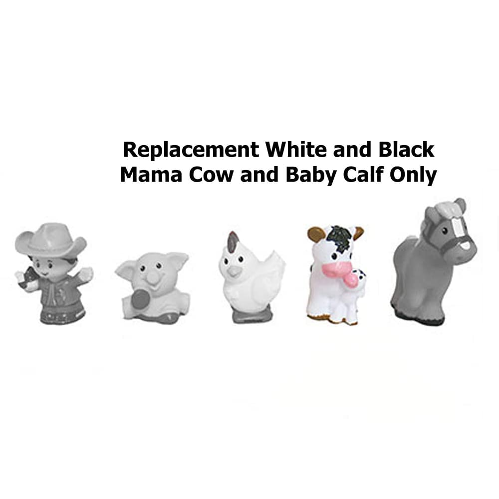 Mattel Replacement Part for Little People Animal Friends Caring Farm - DWC31 and CHJ51 ~ Replacement White Black Mama Cow and Baby Calf