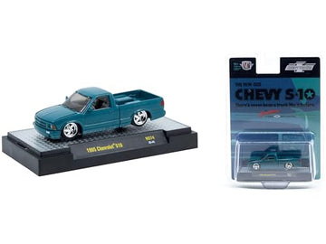 1995 S10 Pickup Truck Teal Metallic Limited Edition to 15400 Pieces Worldwide 1/64 Diecast Model Car by M2 31500-HS74