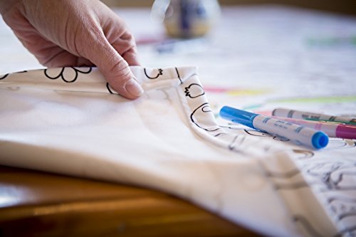 Frame Fun Design - Square Tablecloth 60”X60” - Interactive Coloring Tablecloth for Kids - Poly/Cotton Fabric - Washable and Reusable - DIY Coloring