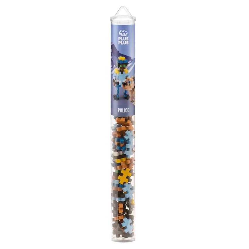 PLUS PLUS Police Officer - 3D Figure Building Block Set Tube, Mini Interlocking Puzzle Pieces - Fun Stem Toys for Kids