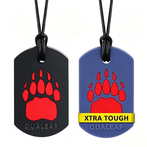 Xtra Tough Bear Claw Chew Necklace for Kids, Boys or Girls (2 Pack) - Chewing Necklace Teething Necklace Teether Necklace Chew Toys - Teething Toys