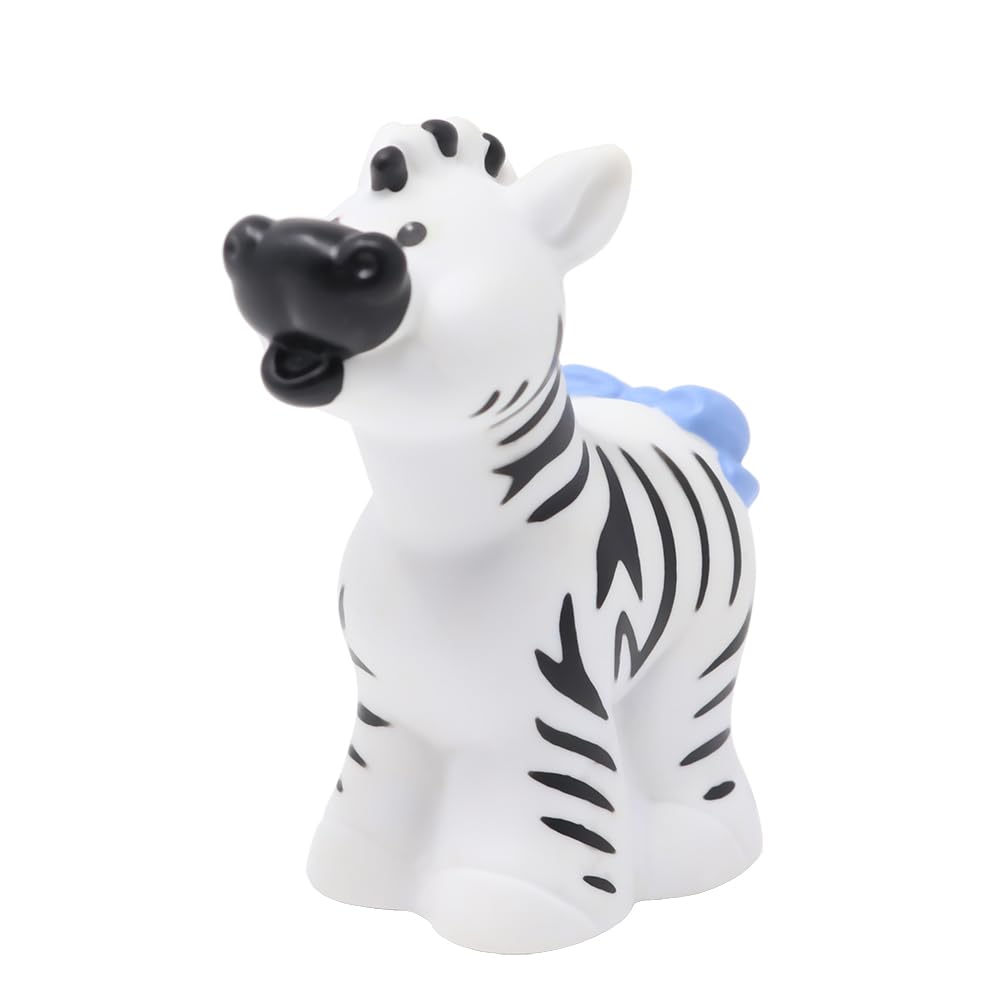 Fisher-Price Replacement Part for Collectible Little People Zoo Animals Playset 77984 - Replacement Black and White Zebra Figure with Blue Bow on Tail
