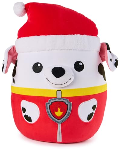 PAW Patrol Winter Holiday Marshall Squish Plush, Official Toy from the Hit Cartoon, Special Edition Squishy Stuffed Animal for Ages 1 and Up, 12”