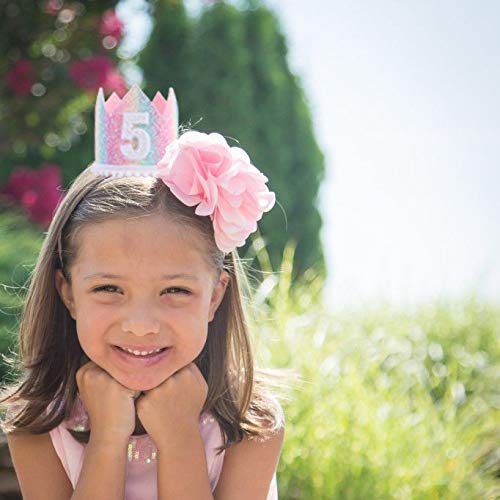 Baby 5th Birthday Rainbow Hat - Soft Rainbow Birthday Crown hat, Baby Birthday Photo Props, Mini Rainbow Crown Party Decorations.