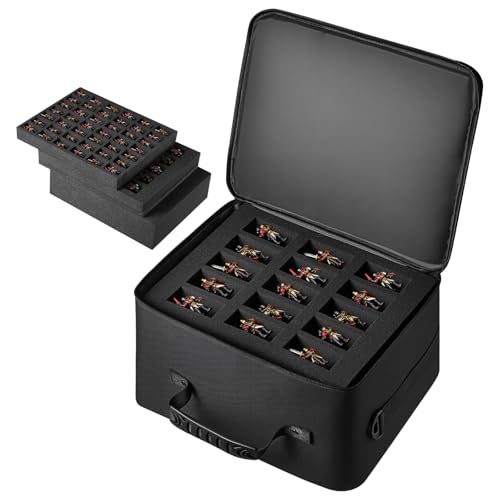 VEVOR Miniatures Storage Case for Warhammer 40k, Fits 500-750 Scale Models, Wooden Miniatures Display Holder with 5 Tray, Clear View Miniature