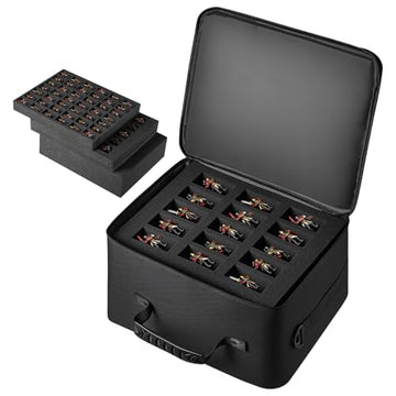 VEVOR Miniatures Storage Case for Warhammer 40k, Fits 500-750 Scale Models, Wooden Miniatures Display Holder with 5 Tray, Clear View Miniature