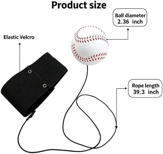 WNHNO Sports Wrist Return Ball, Baseball with Elastic String, Exercise and Play, Sports Reaction Balls (White)