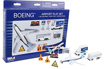 Daron Airport Playset - Boeing 787 - Die-Cast Metal Airplane Toy with Plastic Accessories and Vehicles for Kids Ages 3+