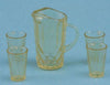 Chrysnbon Dollhouse Miniature Pitcher with 4 Glasses, Amber