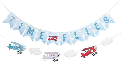 Time Flies Vintage Airplane Banner,Airplane 1st Birthday Banner