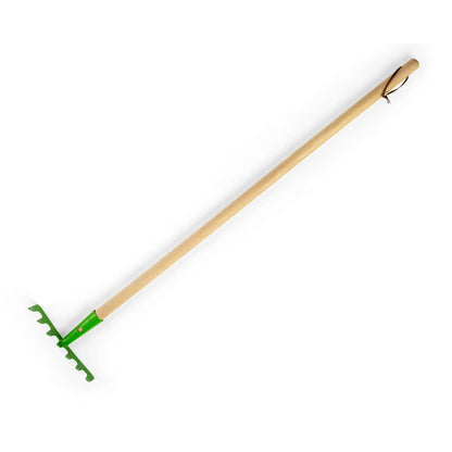 Bigjigs Toys Children's Long Handled Gardening Soil Rake with Wooden Handle - Garden Tools and Accessories