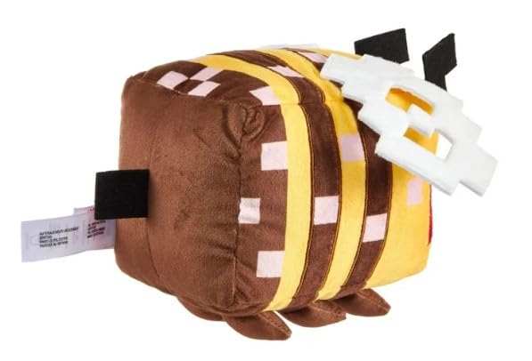 Minecraft Angry Bee Plush Character, 8-inch Collectible Soft Doll Inspired by The Video Game with Bonus Sticker