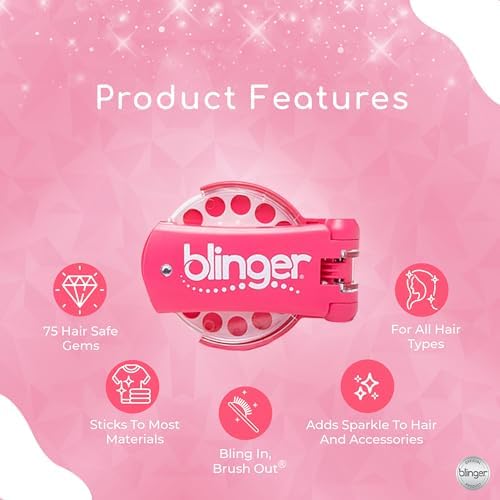 blinger® Diamond Starter Set - Dreams - as seen on Shark Tank | 75 Colorful Rhinestone Gems | Hair Bling Styling Tool | Easy to Use | Hair-Safe Jewel