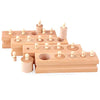 Adena Montessori Wooden Small Cylinders Block, Knobbed Cylinder Socket, Sensorial Educational Tools Preschool Early Learning Toys for Kids, Set of 4