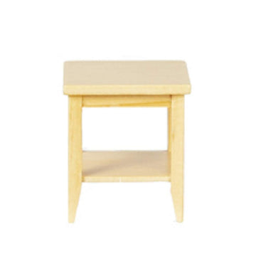 Dollhouse Light Oak Retro Side Table with Shelf Modern Living Room Furniture
