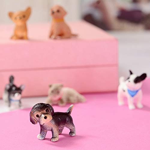 Lynkaye Mini Dog Figures,Resin Dollhouse Animal Figure for Dashboard Decorations,Office Home Desk Decorations,Car Ornament Interior Decors Rearview