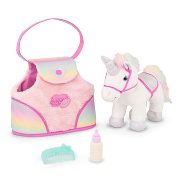 Pucci Pals Rainbow Bag & Sparkly Unicorn Plush Pet with Carrier